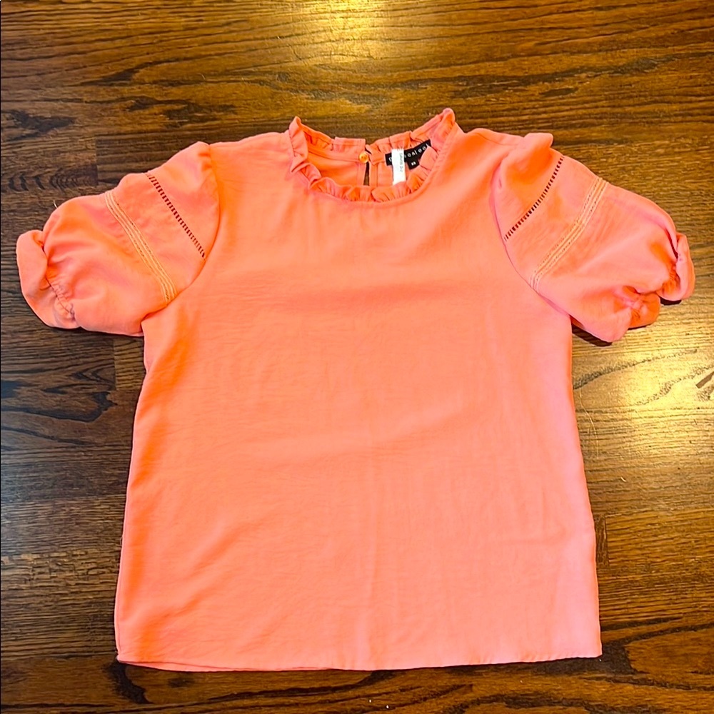 Coral Puff Sleeve Blouse, Gibsonlook, XS